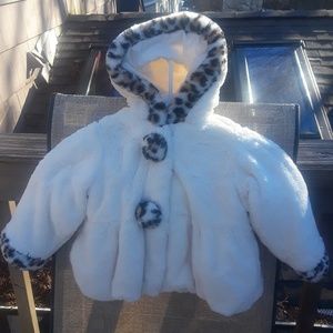 Baby White Faux Fur Hooded Coat